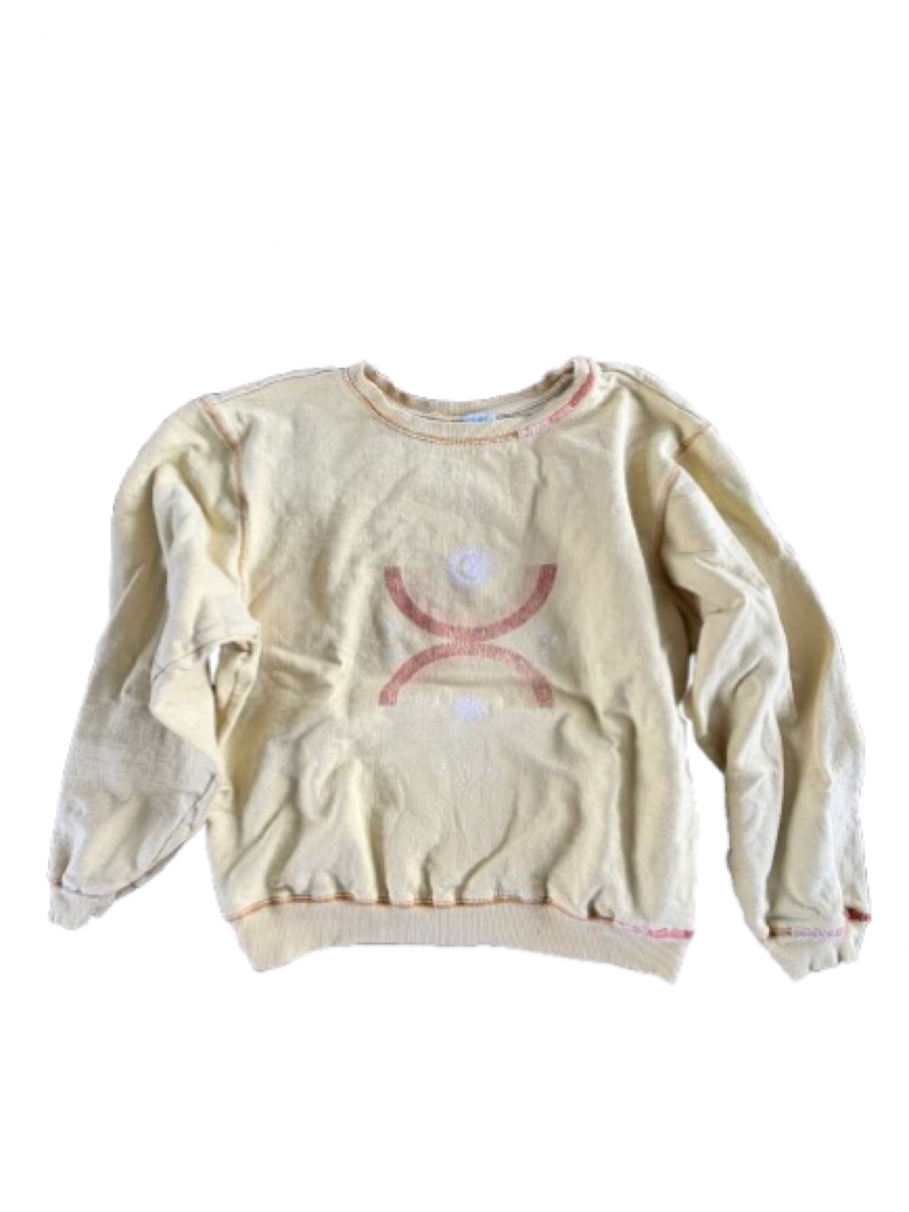 Sundance Light Yellow Sweatshirt with Faded Pink Logo